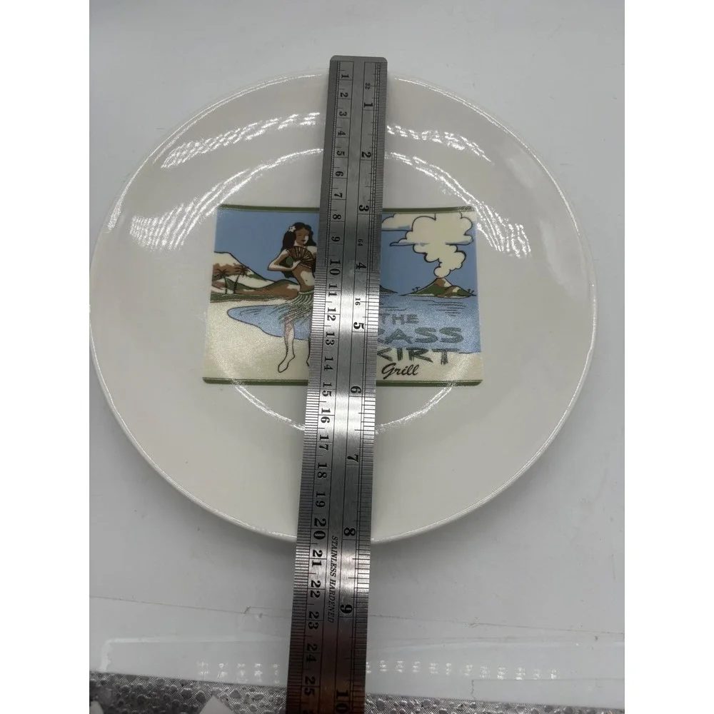 Pottery Barn Aloha Girls Dessert Plates Set of 4 Hawaiian Hula Tiki Bar 8